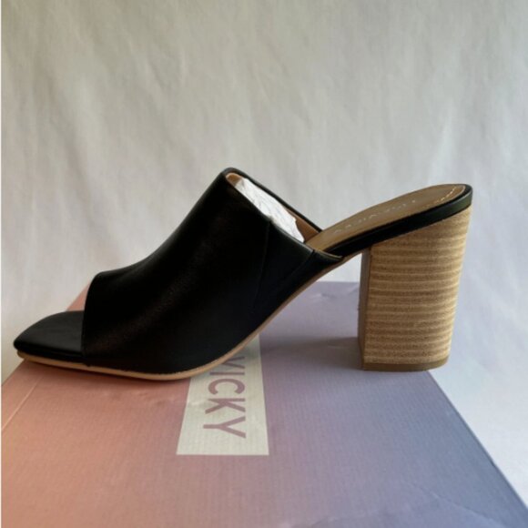 Lisa Vicky Shoes Womens Size 7.5 Virtue-V Block Heel Mule Sandals Sheep Nappa - Picture 1 of 4